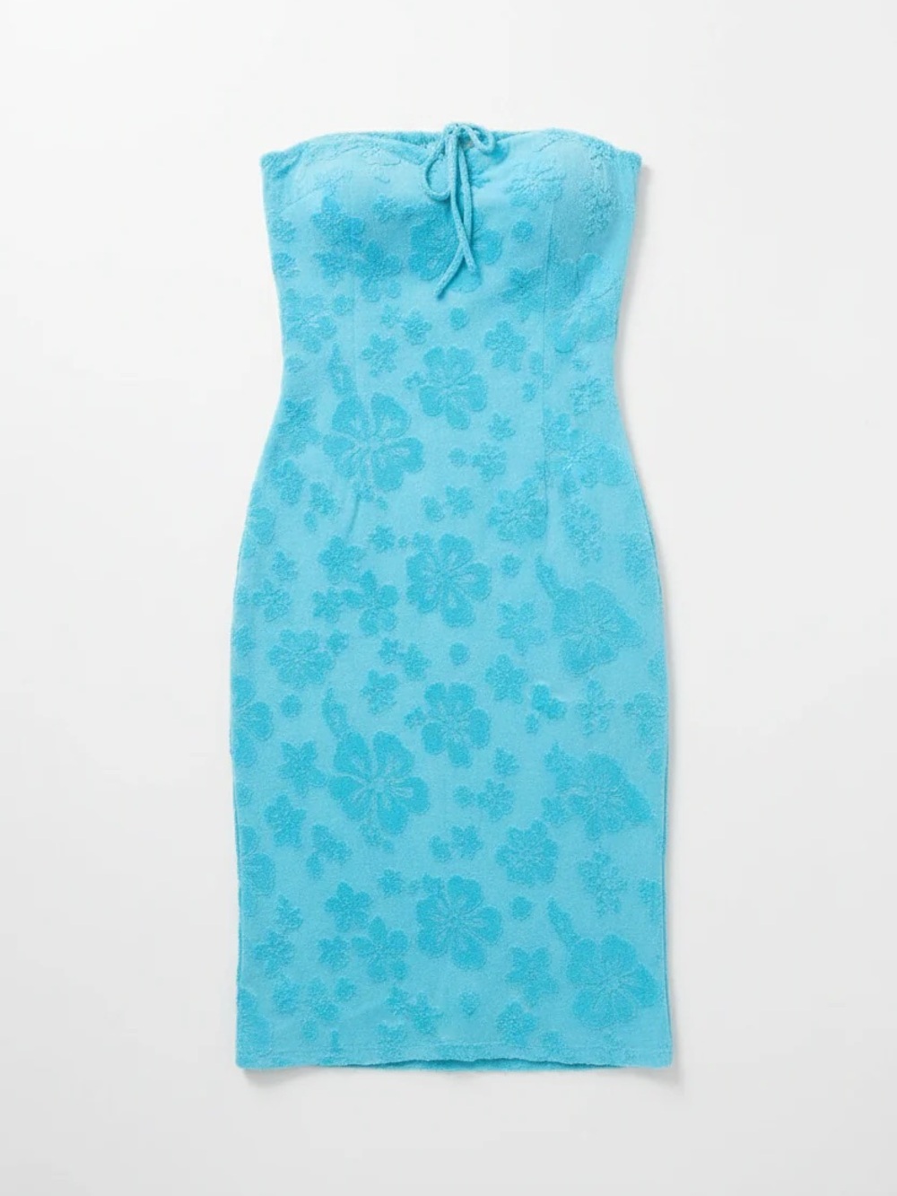 FRANKIES BIKINIS Hope Terry Strapless Dress in Blue aisle. XS